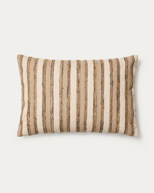 Housse de coussin Dorevi en soie mélangée jacquard à rayures écrues 40 x 60 cm