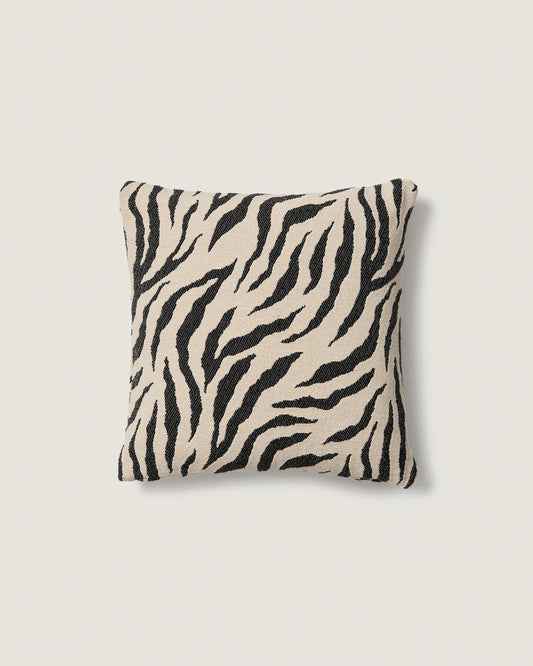 Housse de coussin Meluni en coton jacquard à motif zèbre 45 x 45 cm