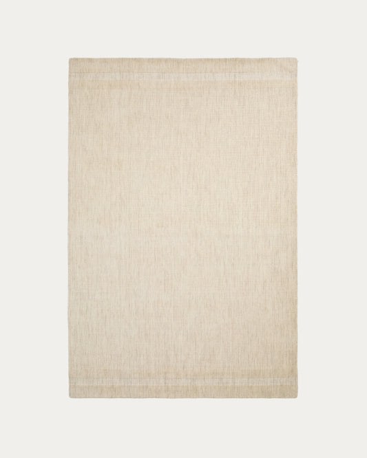Tapis Dalena en laine jacquard à rayures beiges 230 x 160 cm
