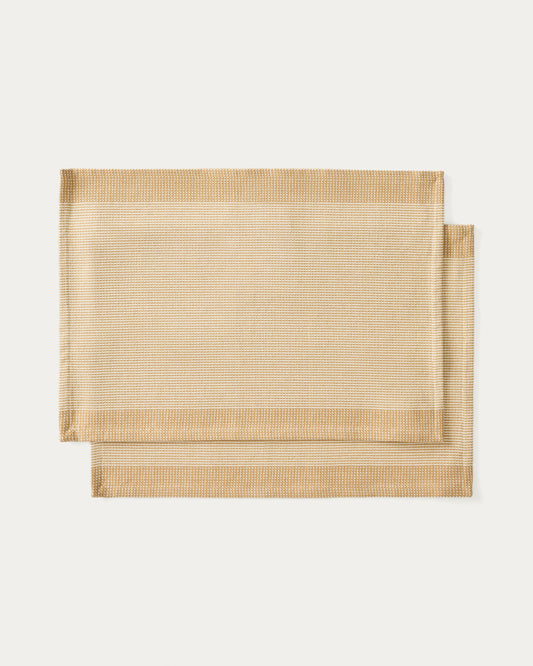 Ensemble Briven de 2 sets de table 100 % coton beige 35 x 50 cm
