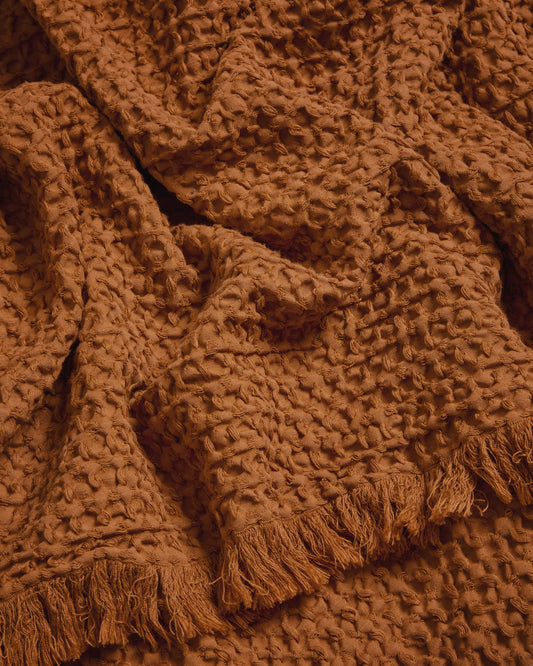 Couverture Nulina 100 % coton gaufré orange foncé 130 x 170 cm