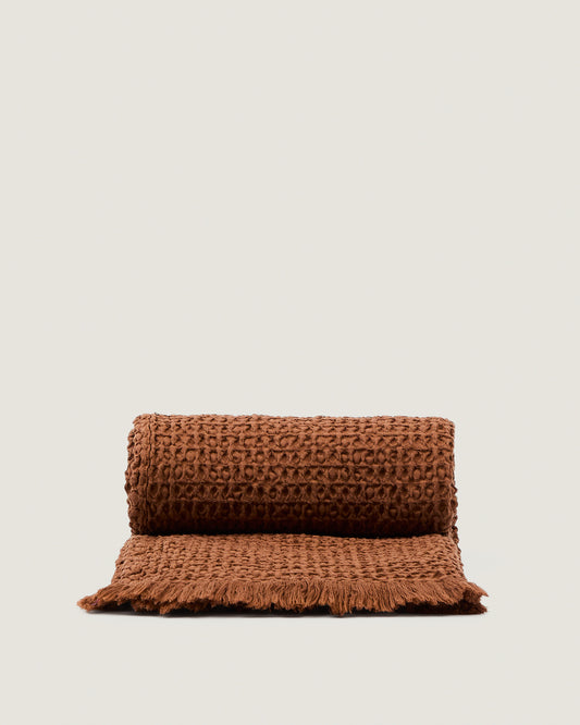 Couverture Nulina 100 % coton gaufré orange foncé 130 x 170 cm