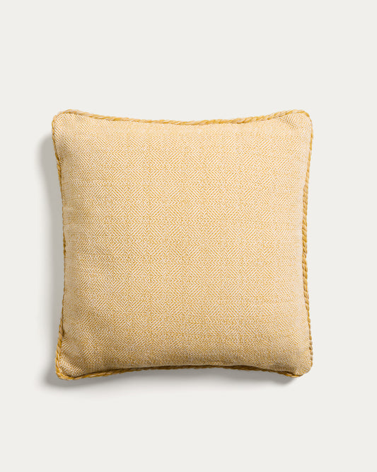 Housse de coussin Filor en coton avec tressage jaune 50 x 50 cm