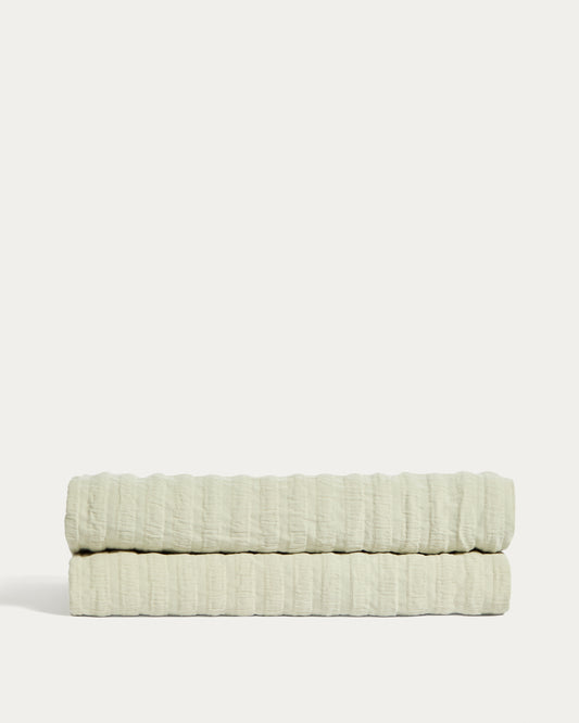 Couvre-lit Rilune 100 % coton avec relief à effet de rayures vert clair pour lit de 90 cm