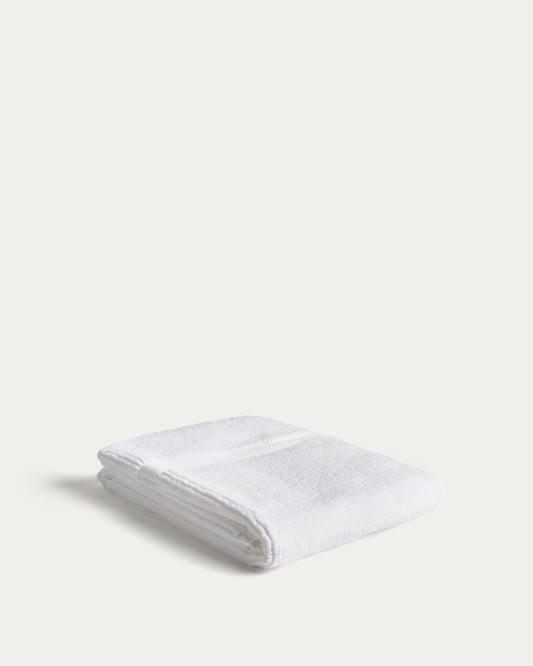 Serviette de toilette Olvira 100 % coton jacquard blanc 50 x 90 cm