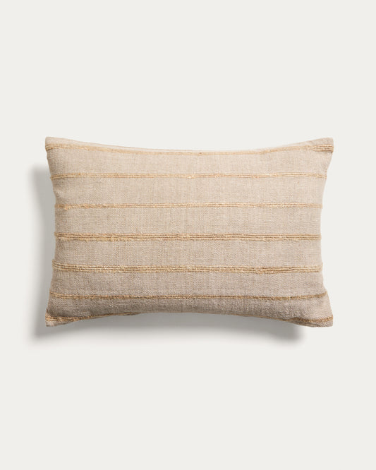 Housse de coussin Riena en coton et viscose beige 40 x 60 cm