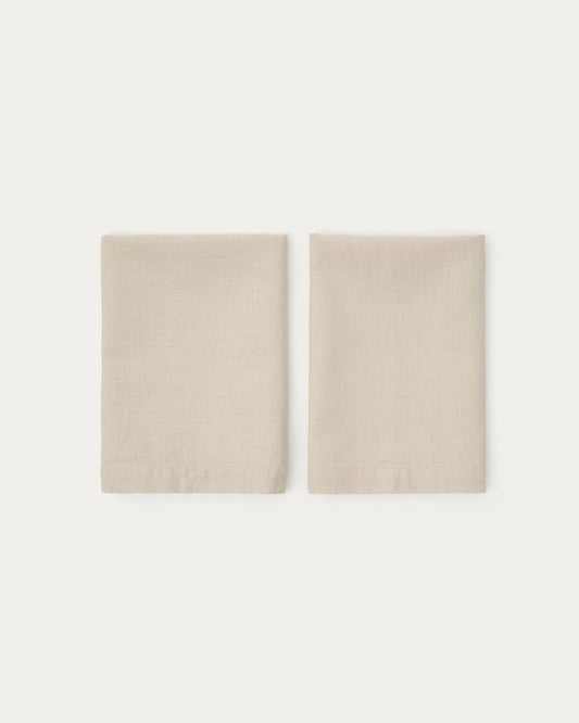 Ensemble Aldine de 2 serviettes en mélange de lin couleur gris pierre