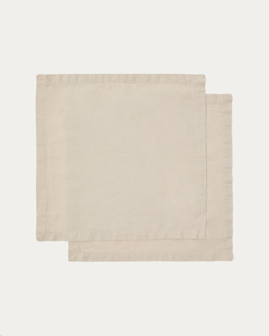 Ensemble Aldine de 2 serviettes en mélange de lin couleur gris pierre