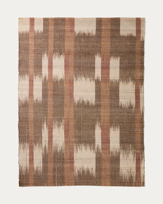 Tapis Domira en jute avec motif ikat multicolore 200 x 300 cm
