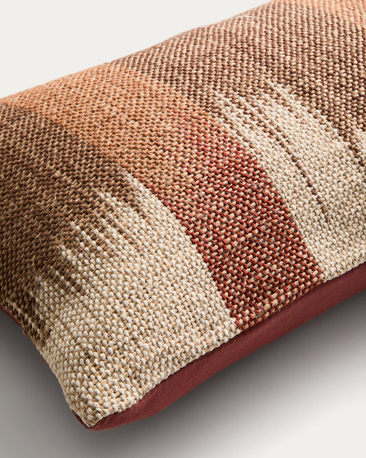 Housse de coussin Domira en jute avec motif ikat multicolore 40 x 60 cm
