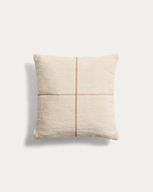 Housse de coussin Atima 100 % PET jacquard beige 45 x 45 cm