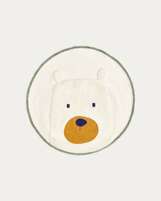 Tapis rond Zelda en coton blanc d'ours Ø 100 cm
