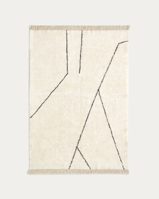 Tapis Mijas en coton blanc et noir  160 x 230 cm