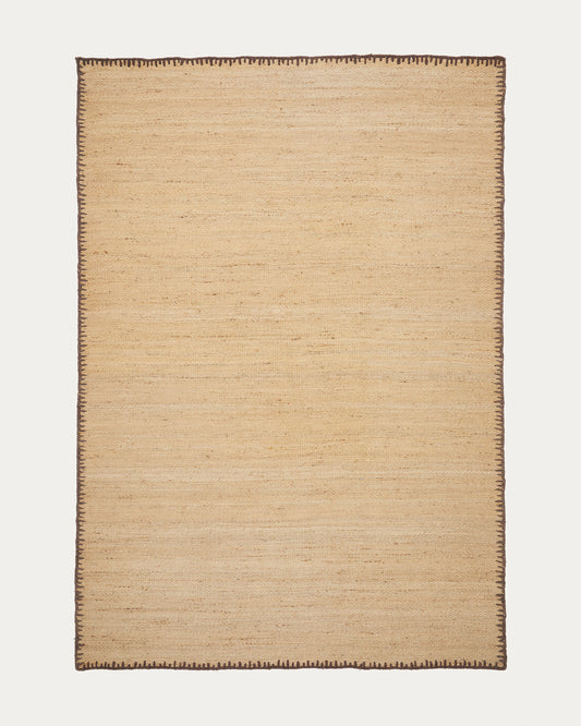 Tapis Sorina en jute naturel avec bordure marron 200 x 300 cm