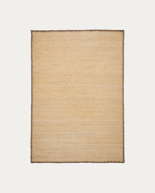 Tapis Sorina en jute naturel avec bordure marron 160 x 230 cm