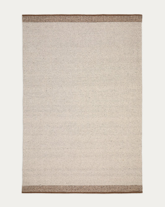 Tapis Nifelia jacquard en laine beige 200 x 300 cm