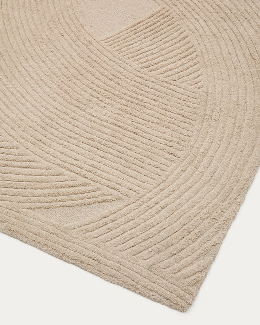 Tapis Domm en laine beige 160 x 230 cm