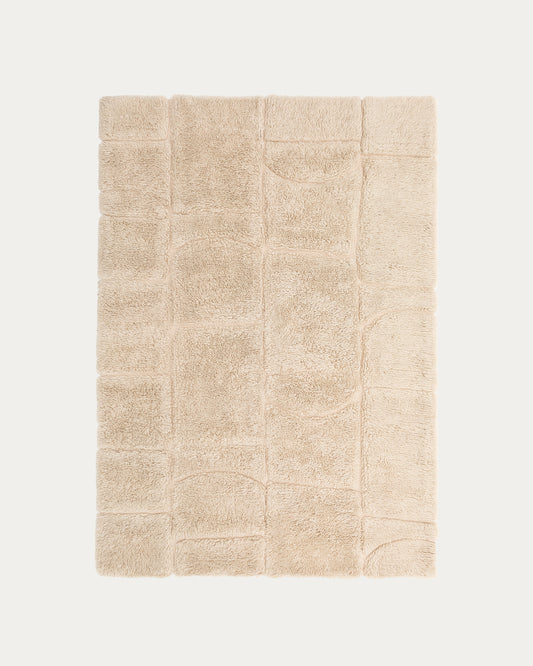 Tapis Nak jacquard en laine écru 200 x 300 cm