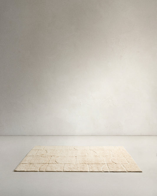 Tapis Nak jacquard en laine écru 200 x 300 cm