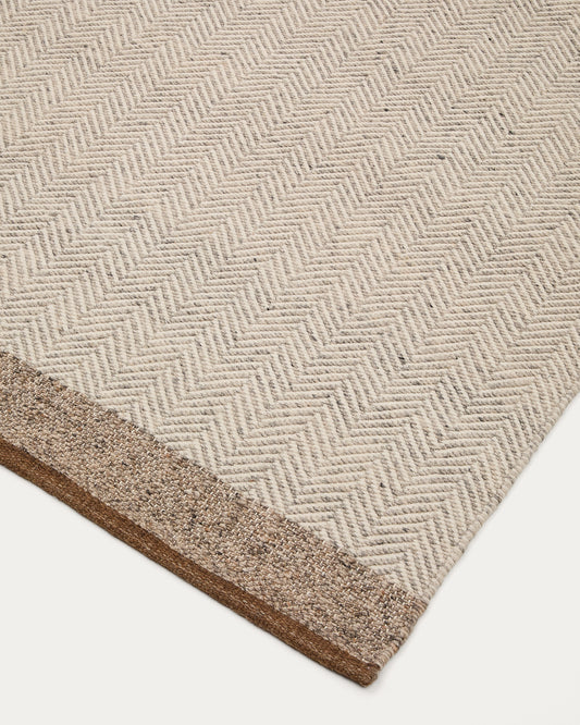 Tapis Nifelia jacquard en laine beige 160 x 230 cm