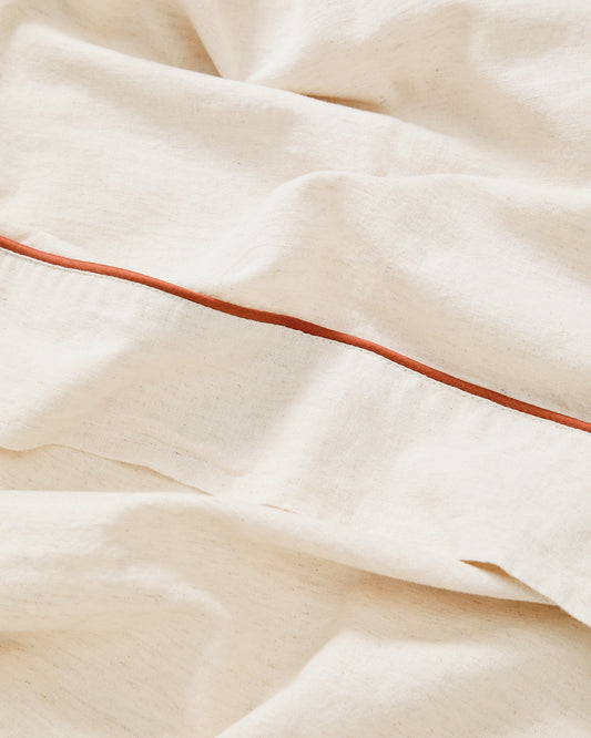 Drap Virelda en coton et lin avec feston contrasté pour lit de 150/160 cm