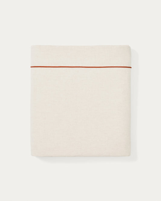Drap Virelda en coton et lin avec feston contrasté pour lit de 150/160 cm