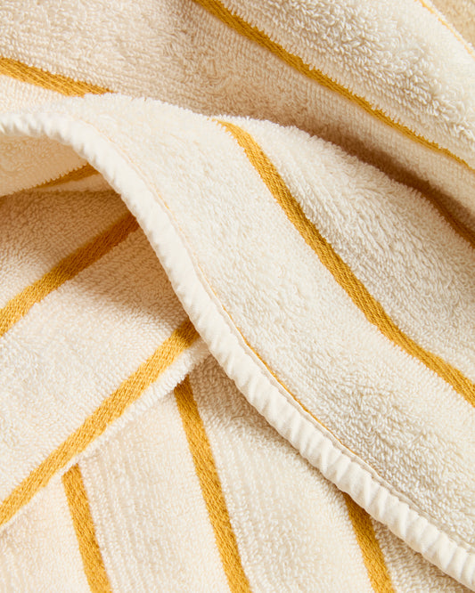 Serviette Dorane 100 % coton avec rayures jaunes 30 x 50 cm