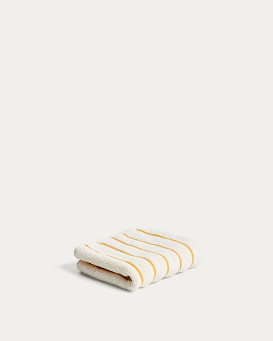 Serviette Dorane 100 % coton avec rayures jaunes 30 x 50 cm