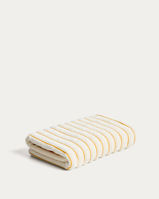 Serviette Dorane 100 % coton avec rayures jaunes 70 x 140 cm