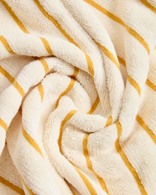 Serviette Dorane 100 % coton avec rayures jaunes 100 x 150 cm