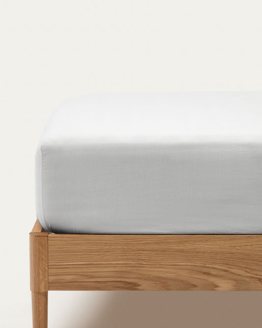 Drap-housse Teia 100% percale de coton 180 fils blanc pour lit 160 cm