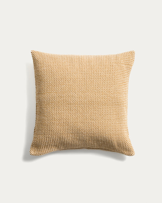 Housse de coussin Narida 100 % coton jacquard moutarde 50 x 50 cm