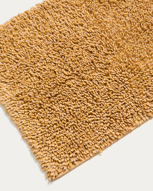 Tapis de bain Aroia bouclette effet mélangé moutarde 50 x 70 cm