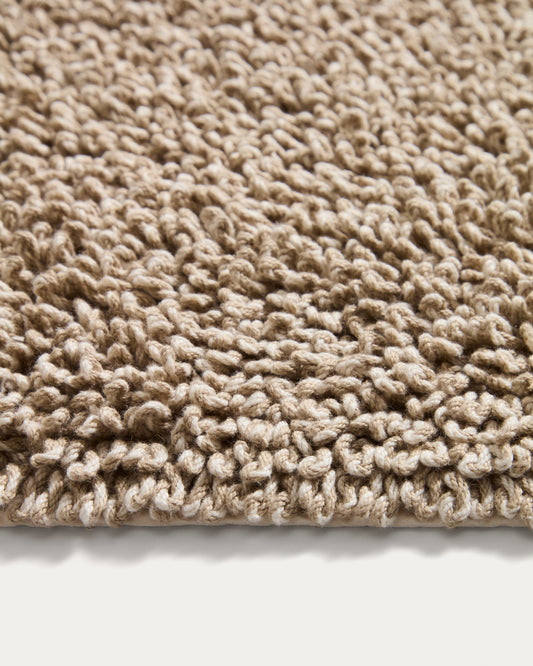 Tapis de bain Aroia bouclette effet mélangé beige 50 x 70 cm