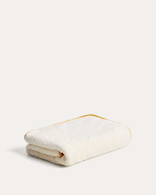 Serviette Sedora 100 % coton avec motif contrasté jaune 70 x 140 cm