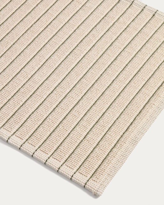 Tapis de bain Merade en coton à rayures vertes 50 x 80 cm