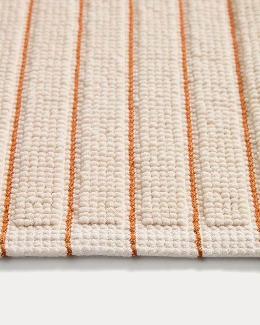 Tapis de bain Merade en coton à rayures orange 50 x 80 cm