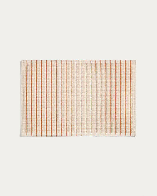 Tapis de bain Merade en coton à rayures orange 50 x 80 cm
