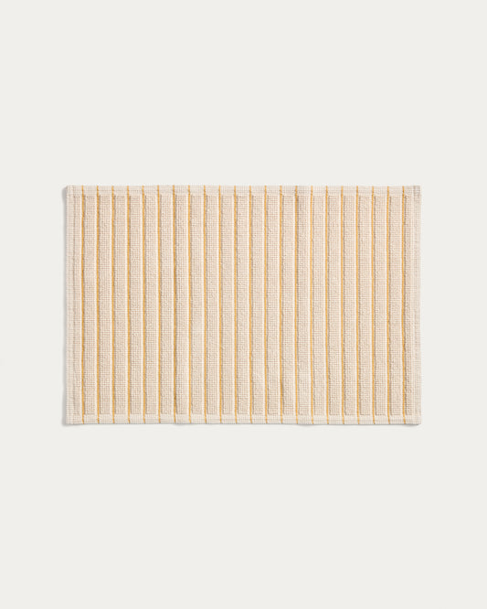 Tapis de bain Merade en coton à rayures jaunes 50 x 80 cm