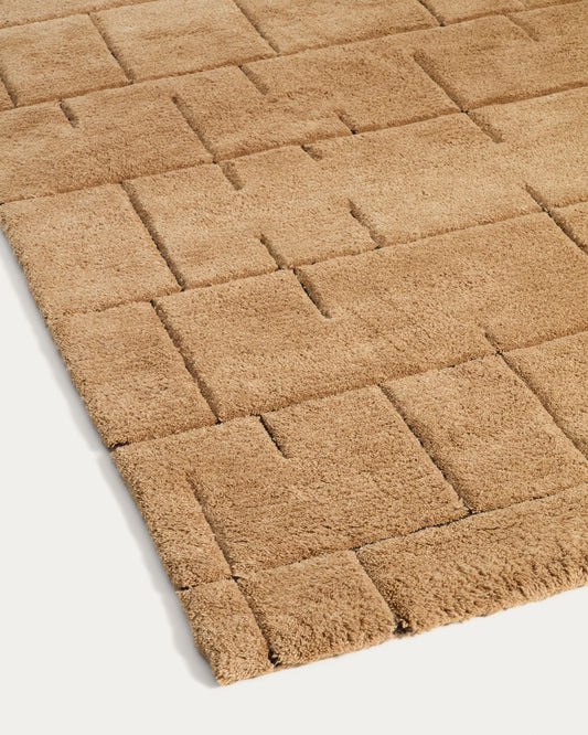 Tapis Helun en laine avec motif marron 200 x 300 cm