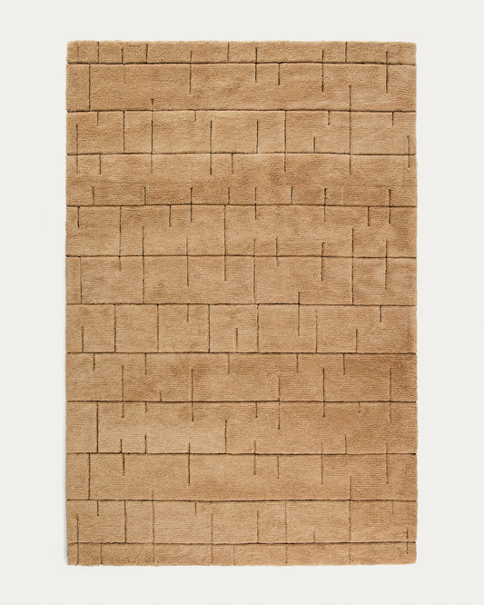 Tapis Helun en laine avec motif marron 200 x 300 cm