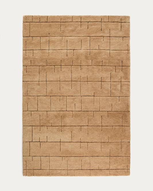 Tapis Helun en laine avec motif marron 200 x 300 cm
