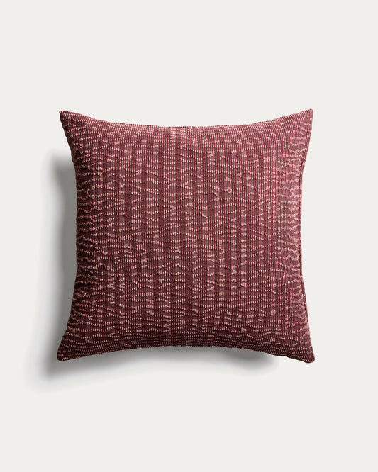 Housse de coussin Alnori 100 % coton jacquard grenat 50 x 50 cm