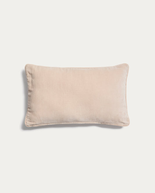 Housse de coussin Ovelin en velours beige et écru 30 x 50 cm