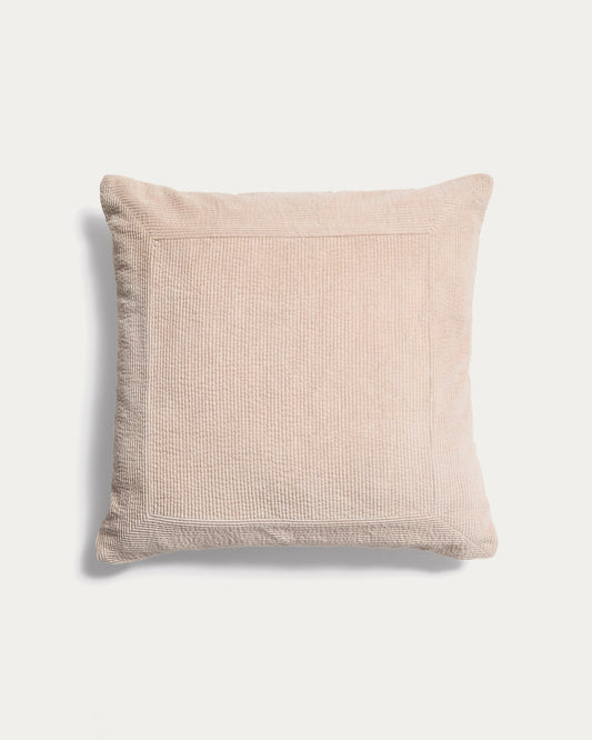 Housse de coussin Seliria en velours côtelé beige 50 x 50 cm