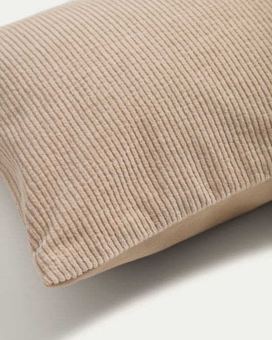 Housse de coussin Seliria en velours côtelé beige 30 x 50 cm
