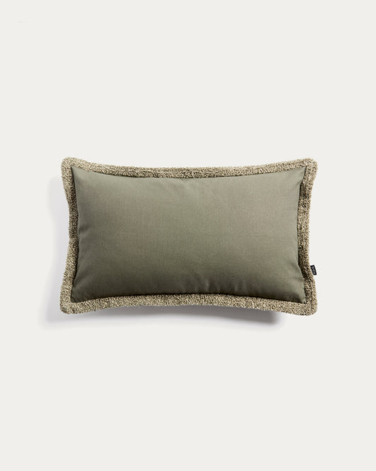 Housse de coussin  Olinan avec détail en bouclette verte 30 x 50 cm