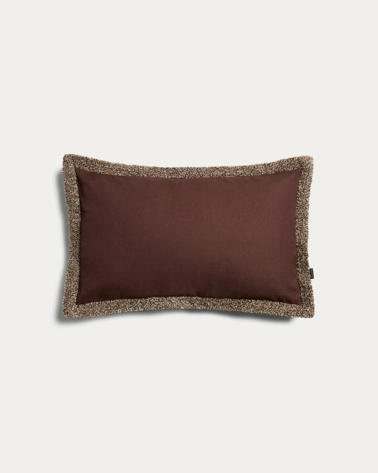 Housse de coussin  Olinan avec détail en bouclette marron 30 x 50 cm