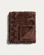 Couverture Oruma en fibres synthétiques effet astracan marron chocolat 140 x 200 cm