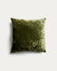Housse de coussin Caril 100 % coton jacquard velours vert 45 x 45 cm